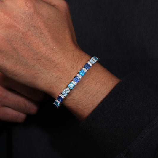 7mm S925 Gradient Color Asscher Cut Tennis Bracelet