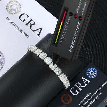 8mm S925 Moissanite Square Halo Tennis Bracelet