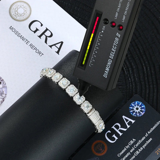 8mm S925 Moissanite Square Halo Tennis Bracelet