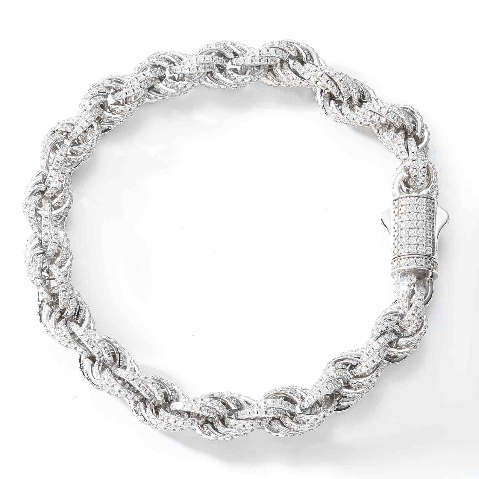 8mm 12mm S925 Moissanite Iced Out Rope Bracelet