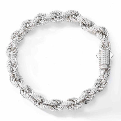 8mm 12mm S925 Moissanite Iced Out Rope Bracelet