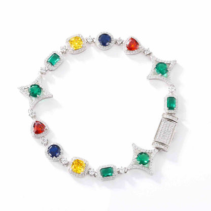 18mm S925 Moissanite Colored Star Halo Tennis Bracelet