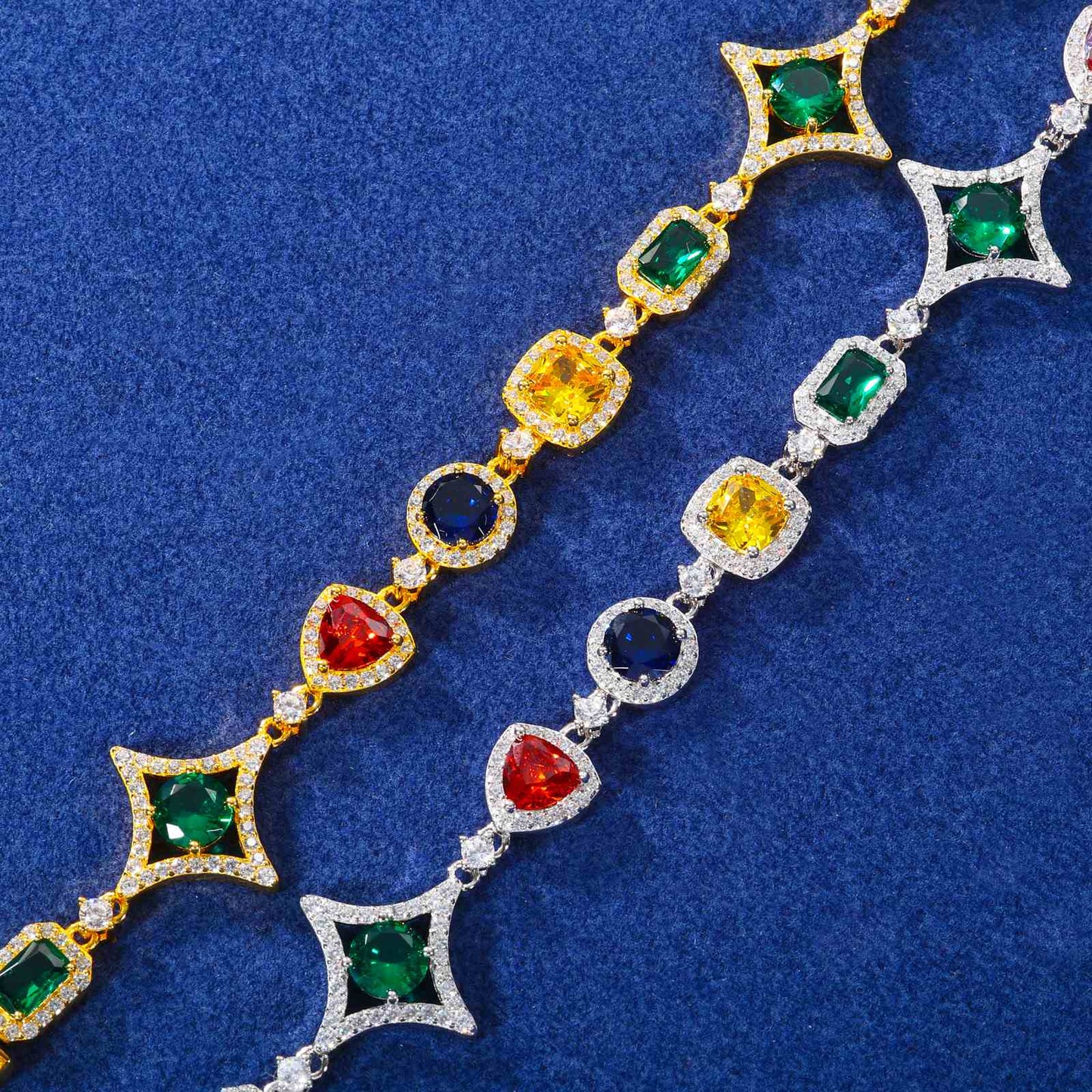 18mm S925 Moissanite Colored Star Halo Tennis Bracelet