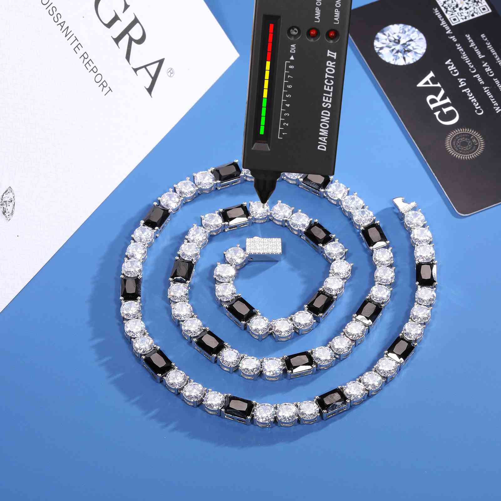 6mm S925 Moissanite Tennis Chain Separate With Baguette Gemstone