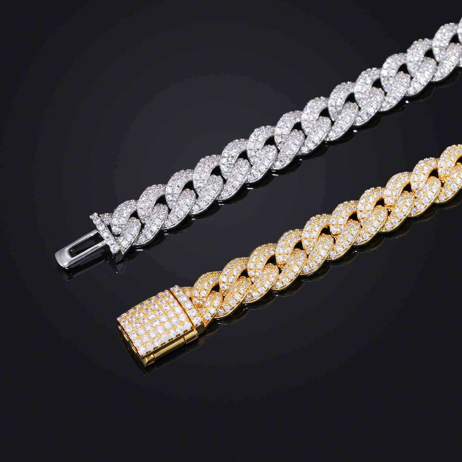 8mm Prong 2 Row CZ Buble Cuban Link Chain