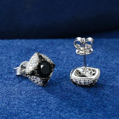 S925 Moissanite Black Four-pointed Star Stud Earrings