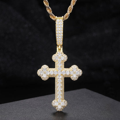 S925 Moissanite Cross Pendant With Letter S