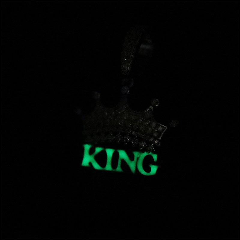 S925 Moissanite Crown Pendant With Glowing King