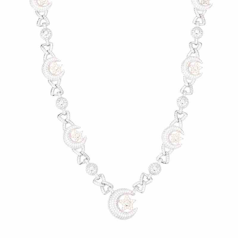 18.5mm S925 Moissanite Sun Moon Elf Ball Link Chain