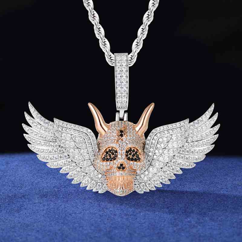 S925 Moissanite King of Skeleton Pendant With Wing