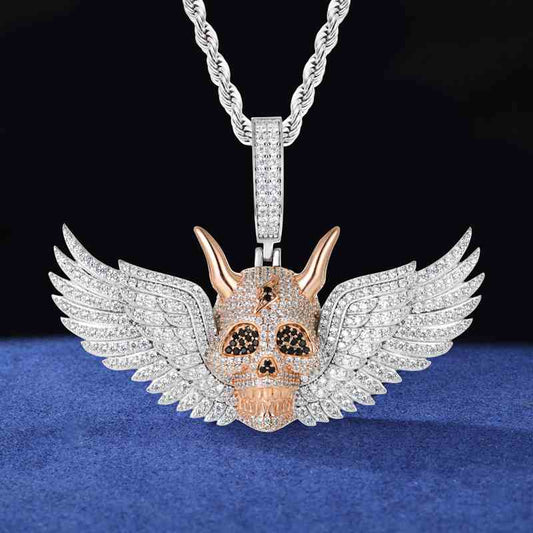 S925 Moissanite King of Skeleton Pendant With Wing
