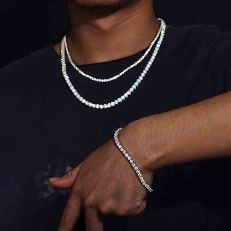 S925 Cluster Moissanite Tennis Chain