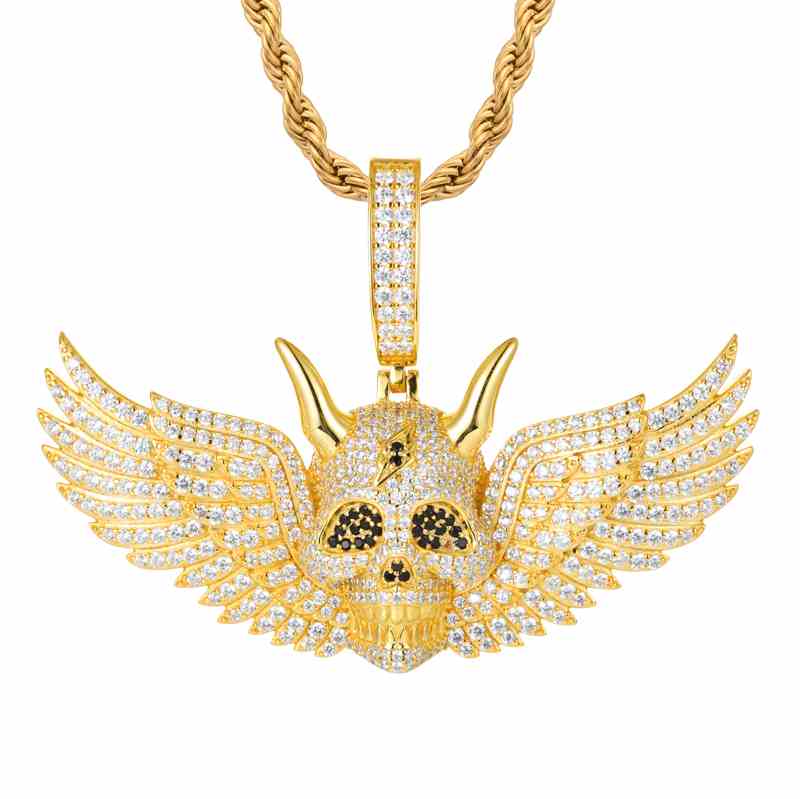 S925 Moissanite King of Skeleton Pendant With Wing