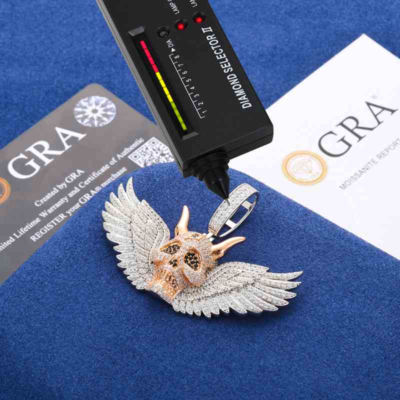 S925 Moissanite King of Skeleton Pendant With Wing