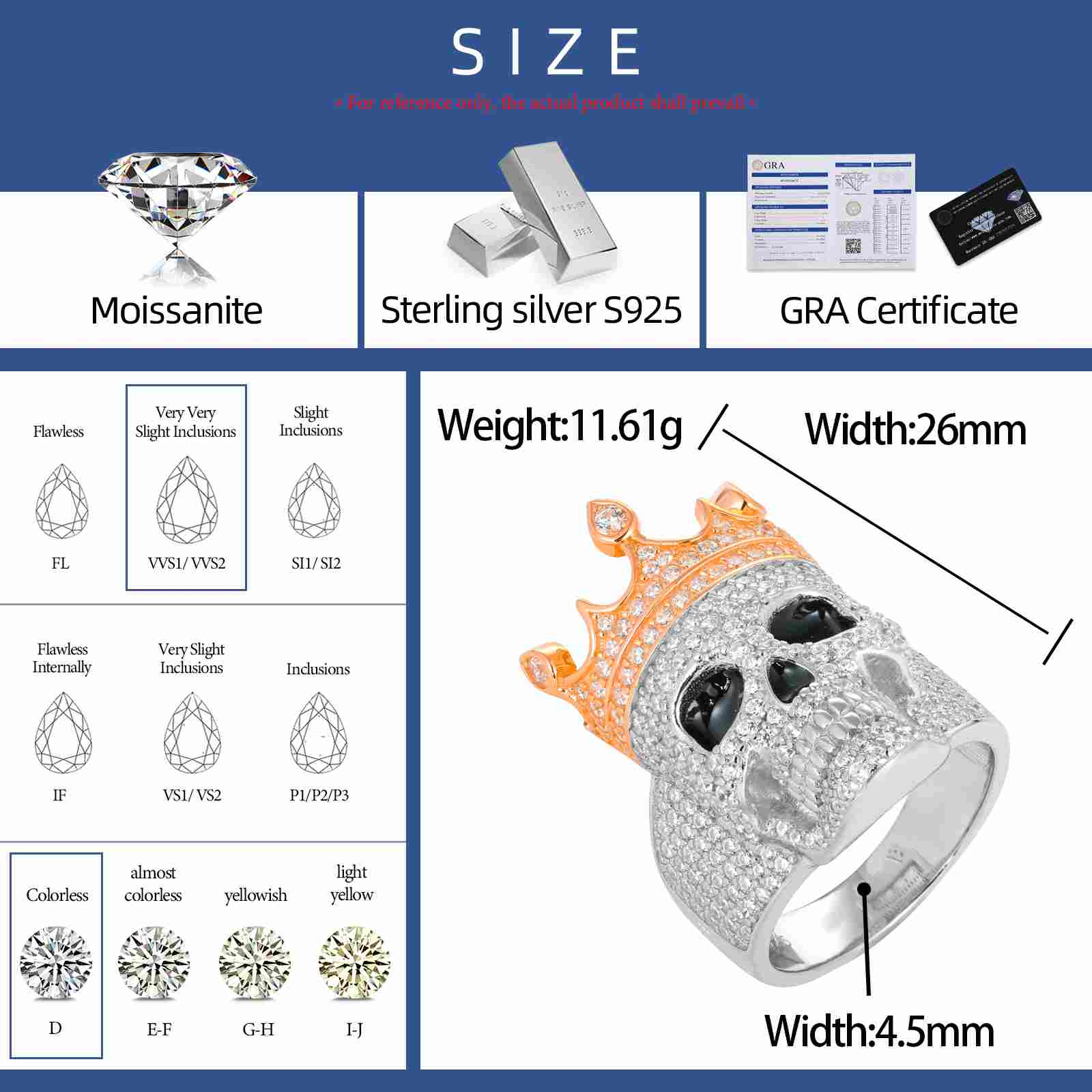 S925 Moissanite King Calvary Ring