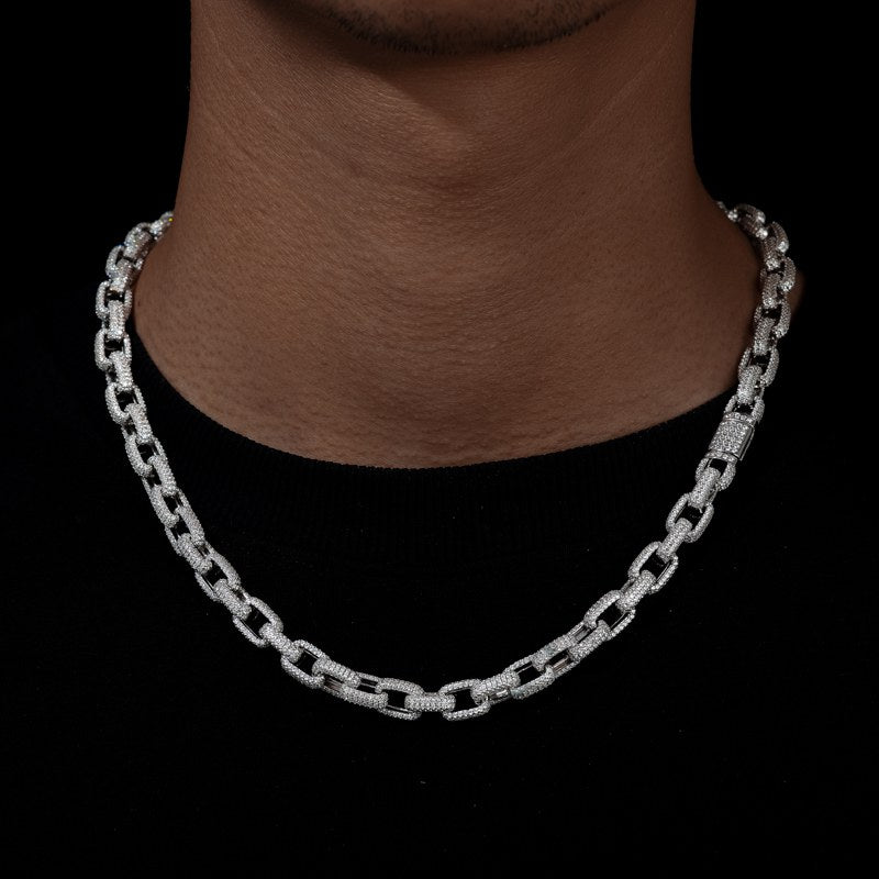 8mm S925 Moissanite Iced Box Link Chain
