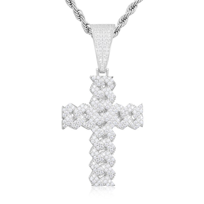 S925 Moissanite Cuban Cross Pendant