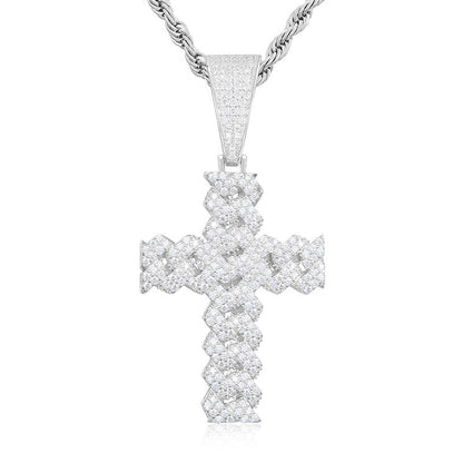 S925 Moissanite Cuban Cross Pendant