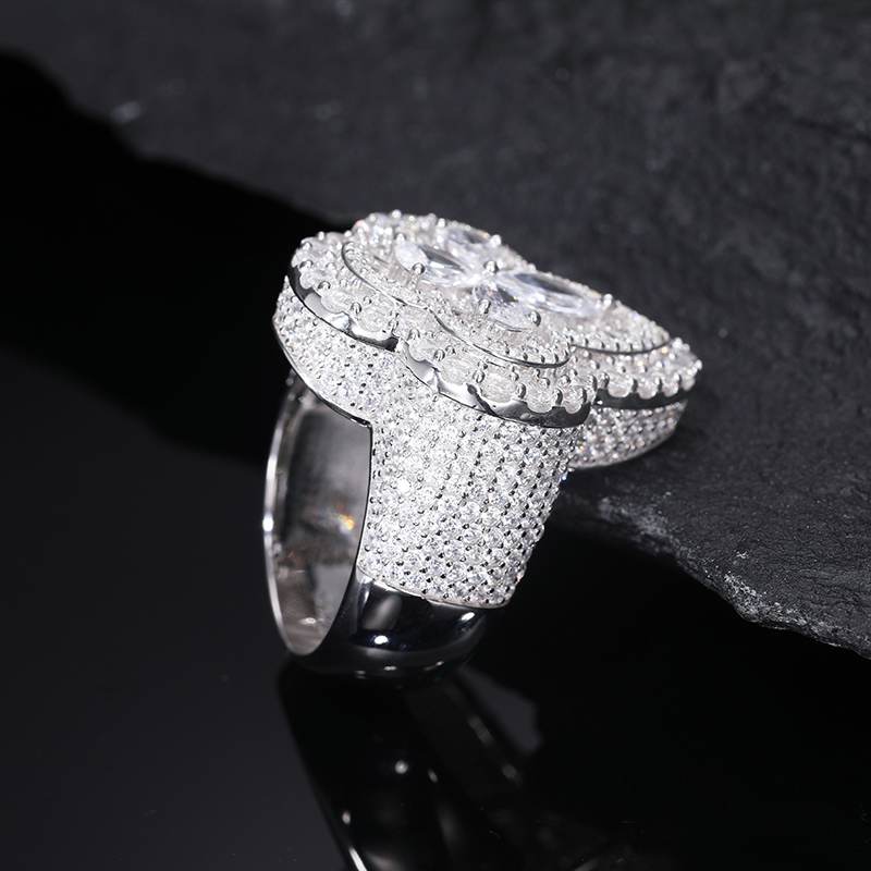 S925 Moissanite Cone Cross Ring