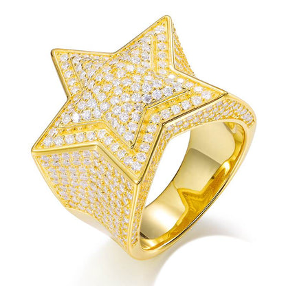 S925 Micro Moissanite Star Ring