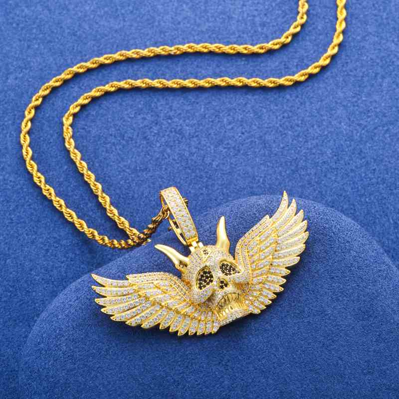 S925 Moissanite King of Skeleton Pendant With Wing