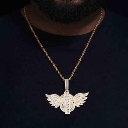 S925 Moissanite US Dollar Wing Pendant