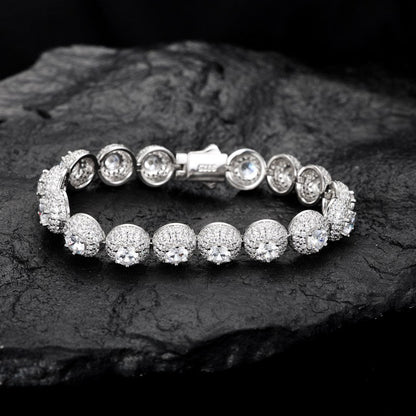 10mm S925 Moissanite Cluster Hemisphere Tennis Bracelet