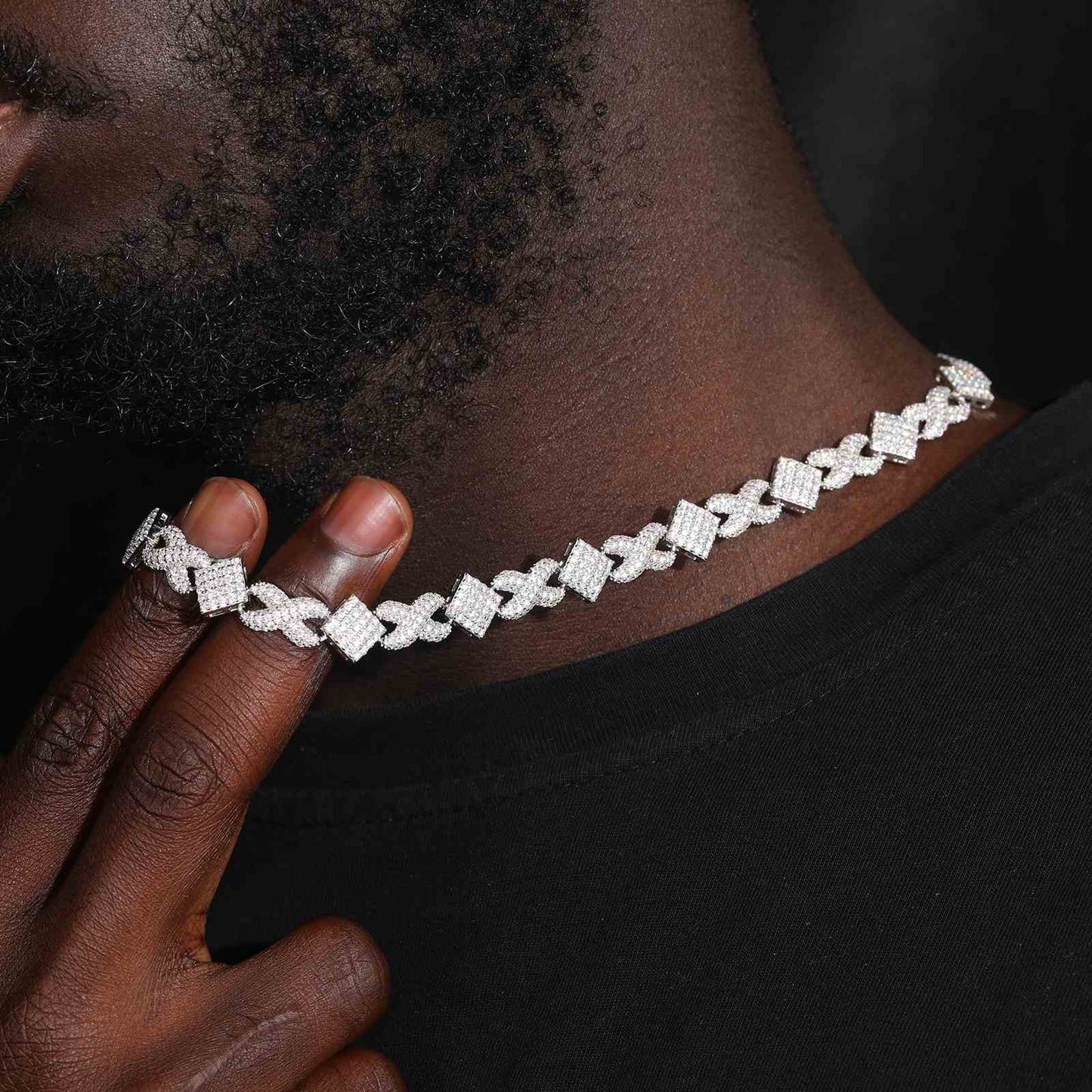 11mm S925 Moissanite Square Infinity Cuban Link Chain