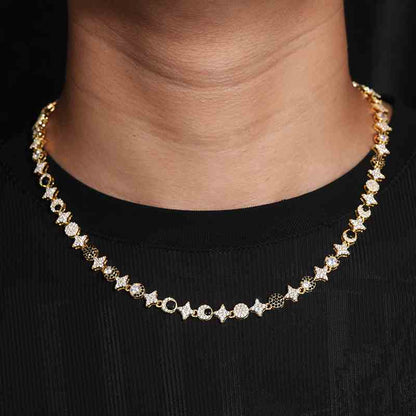 18.5mm S925 Moissanite Sun Moon Elf Ball Link Chain