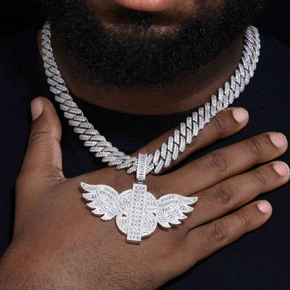 S925 Moissanite US Dollar Wing Pendant