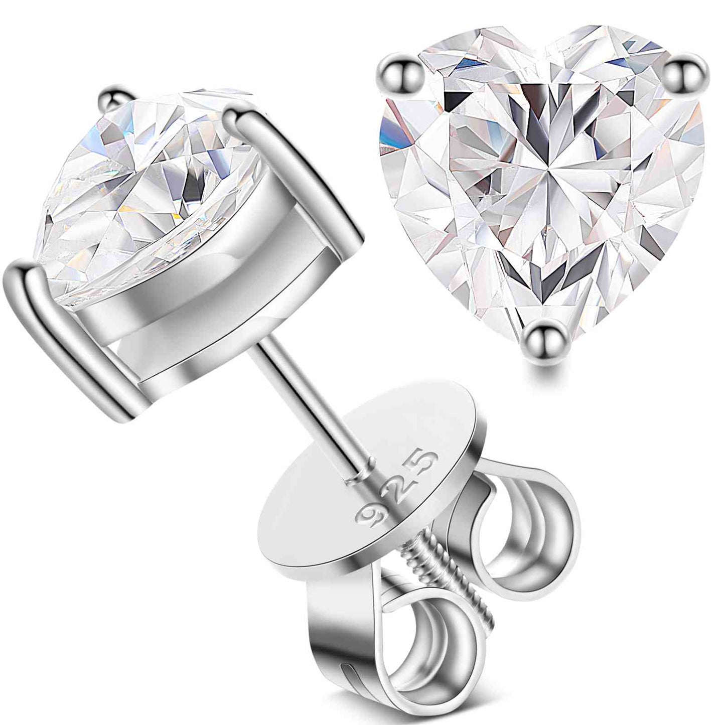 Heart Cut Moissanite Solitaire Stud Earrings