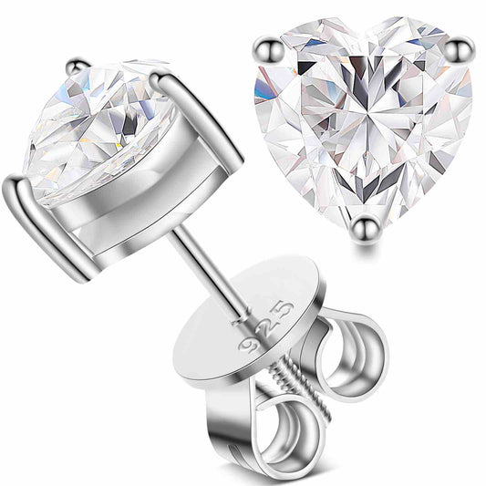 Heart Cut Moissanite Solitaire Stud Earrings