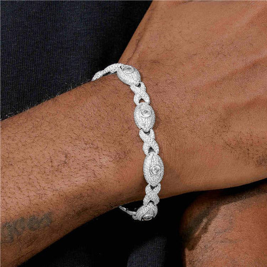 11mm S925 Moissanite Evil Eye Infinity Cuban Link Bracelet