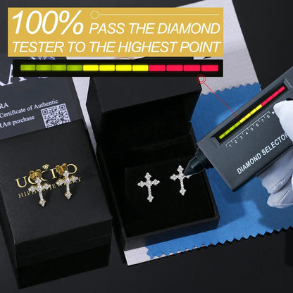 S925 Moissanite Cross Stud Earrings