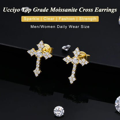 S925 Moissanite Cross Stud Earrings