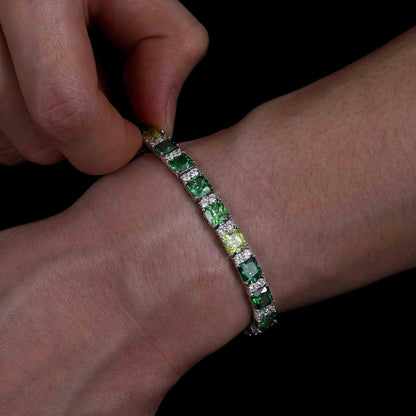 7mm S925 Gradient Color Asscher Cut Tennis Bracelet