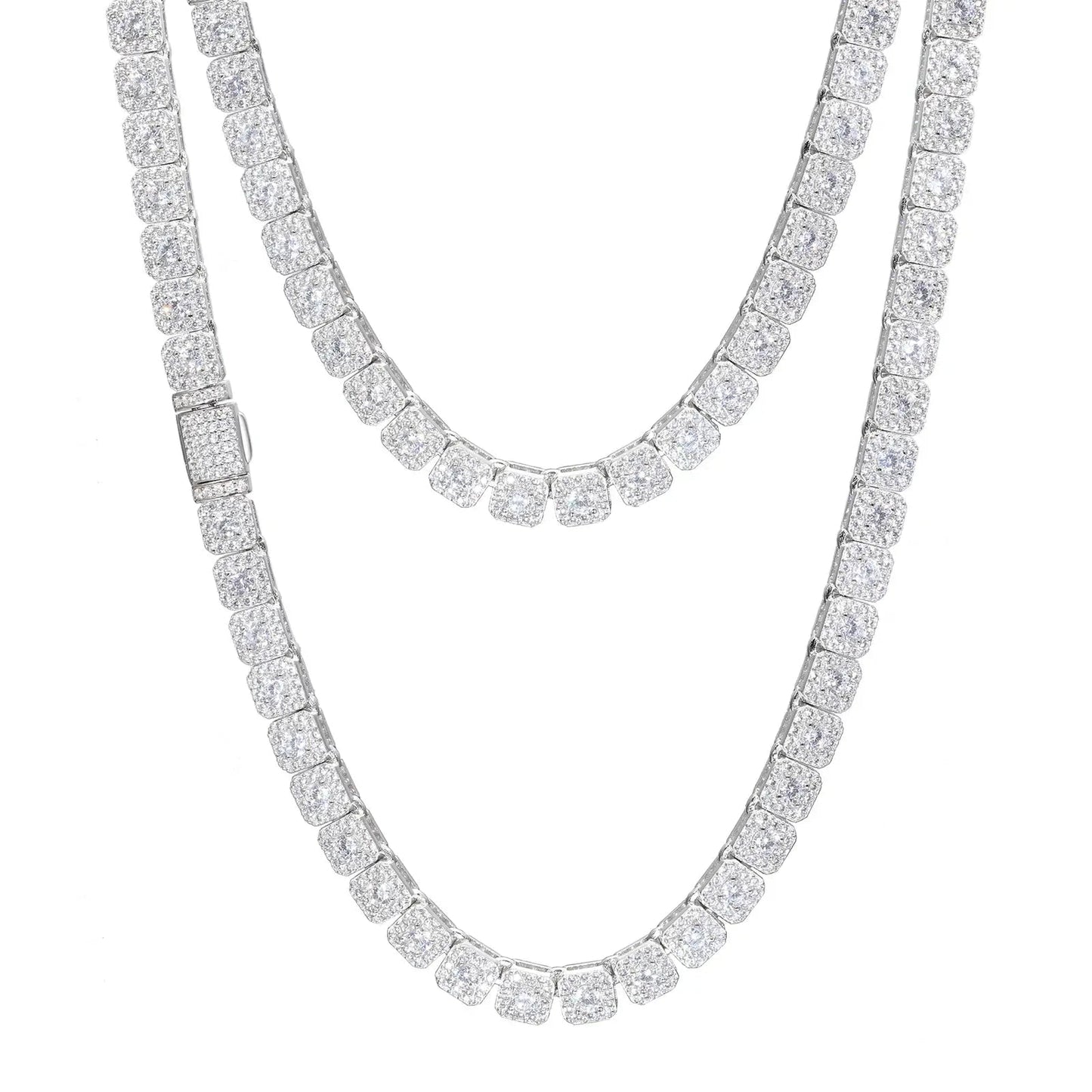 6mm S925 Moissanite Square Halo Tennis Chain