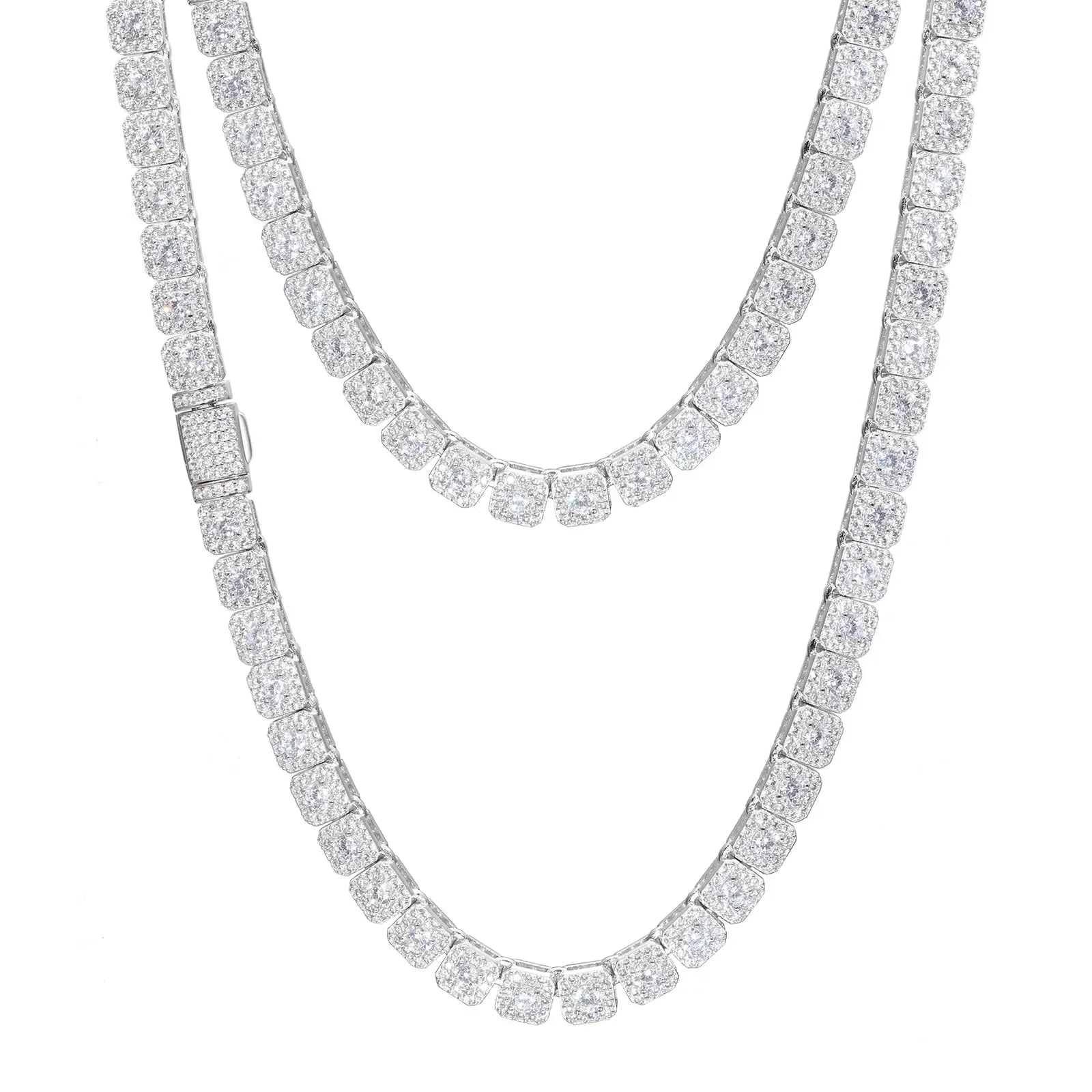 6mm S925 Moissanite Square Halo Tennis Chain