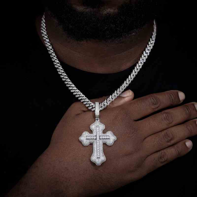 S925 Moissanite Double Layer Cross Pendant