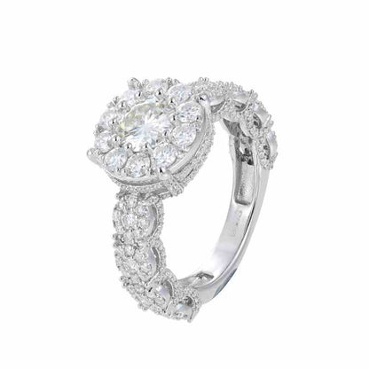 S925 Moissanite Halo Engagement Ring