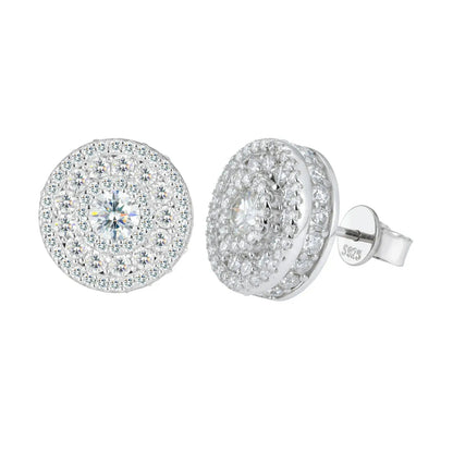 S925 Moissanite Cluster 4 Layers Halo Stud Earrings