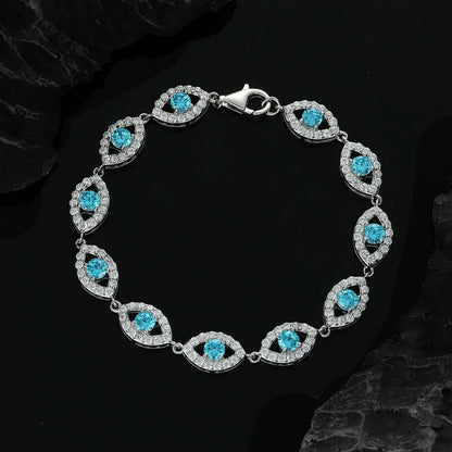 14mm S925 Moissanite Evil Eye Link Bracelet
