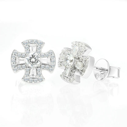 S925 Moissanite Canterbury Cross Stud Earrings