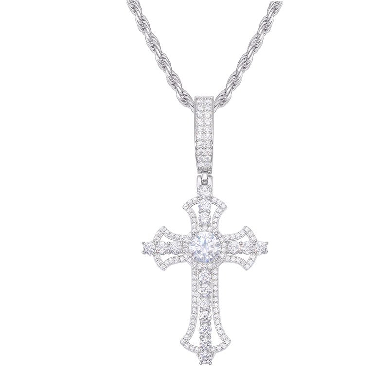 S925 Moissanite Cross Pendant With Letter S