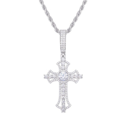 S925 Moissanite Cross Pendant With Letter S