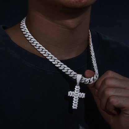 S925 Moissanite Cuban Cross Pendant