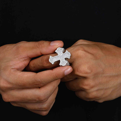 S925 Baguette Moissanite Iris Cross Ring