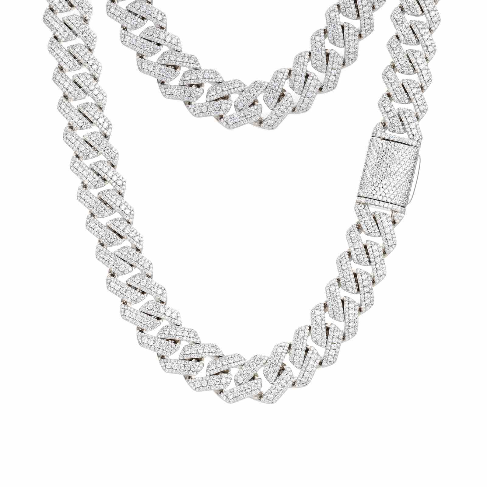 15mm S925 Micro 3 Rows Moissanite Cuban Link Chain