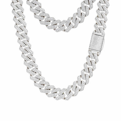 15mm S925 Micro 3 Rows Moissanite Cuban Link Chain