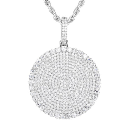S925 Moissanite Round Dog Tag Pendant